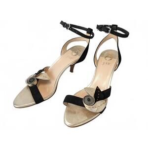 Ojour Italy Women Heel Sandals 7.5 Gold Leather Ankle-Strap